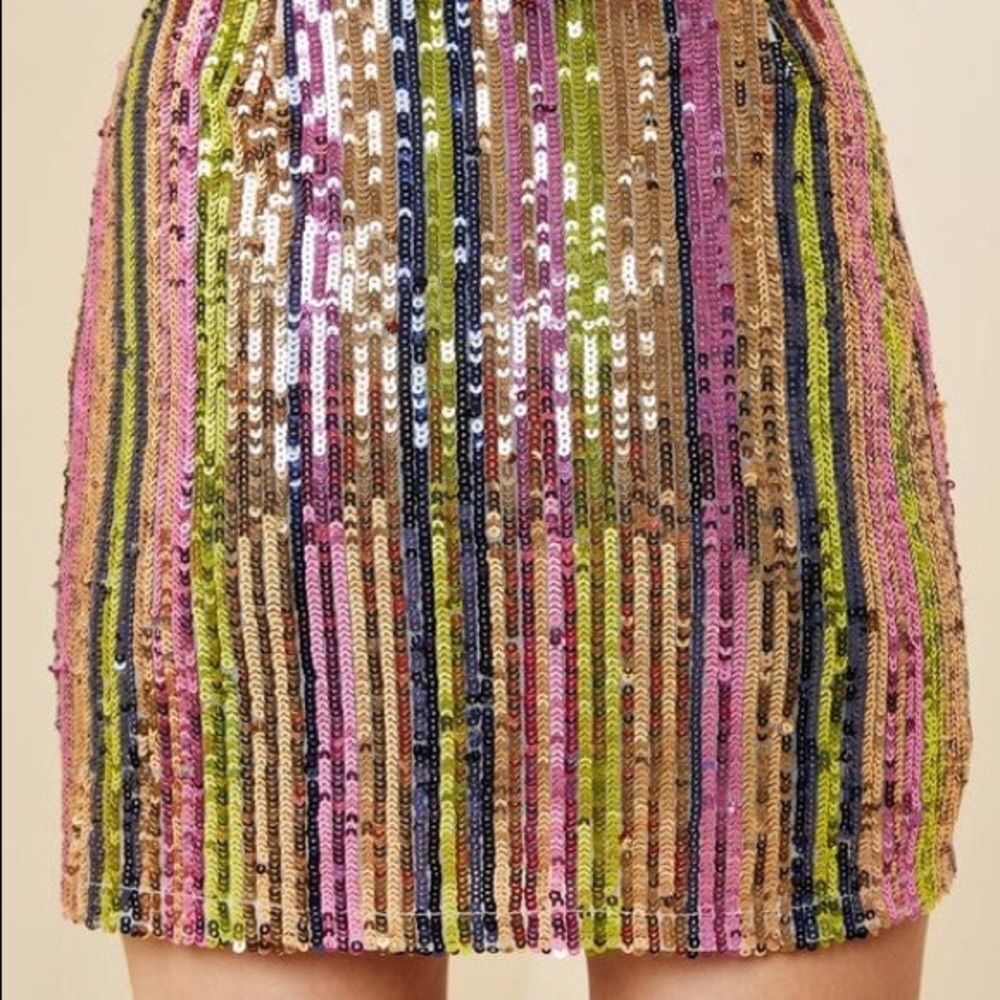 Hayden High-Rise Sequin Striped Mini Skirt - Picture 6 of 6